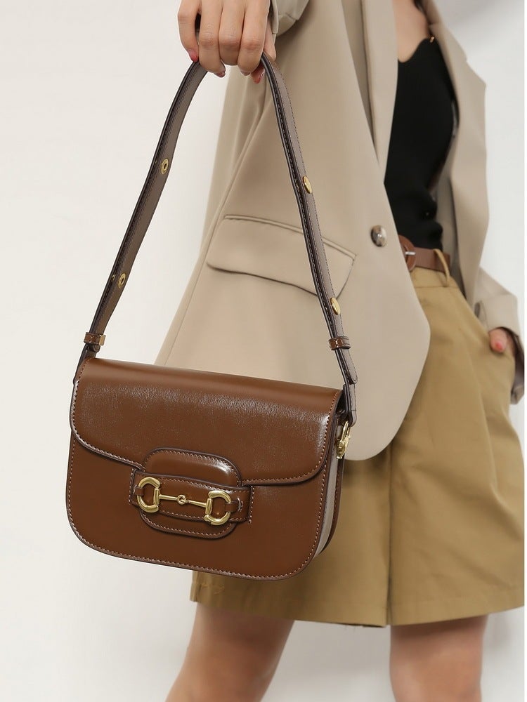Easiest For Match Daily Bags, Niche Design, Fashionable And Trendy Horseshoe Buckle Shoulder Bags For Women, 1955 Saddle Bags, Mini - Image 5