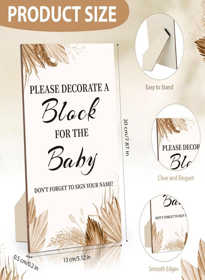 wookidel Baby Shower Games Sign Kit with 50 Blank Wooden Blocks, 24 Acrylic Paint Marker and Wooden Sign, Blocks for Baby Shower Games, Gender Reveals Party (Boho) - Image 2