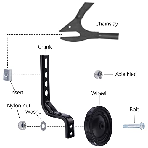 HOMEE Bike Training Wheels for Kids Adjustable Bicycle with Heavy Duty Rear Children Bicycles Stabilizer Mounted Kit, Bike Accessories fits for 14, 16, 18, 20inch Single Speed Bikes, 1 Pair (Black) - Image 5