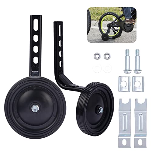 HOMEE Bike Training Wheels for Kids Adjustable Bicycle with Heavy Duty Rear Children Bicycles Stabilizer Mounted Kit, Bike Accessories fits for 14, 16, 18, 20inch Single Speed Bikes, 1 Pair (Black) - Image 1