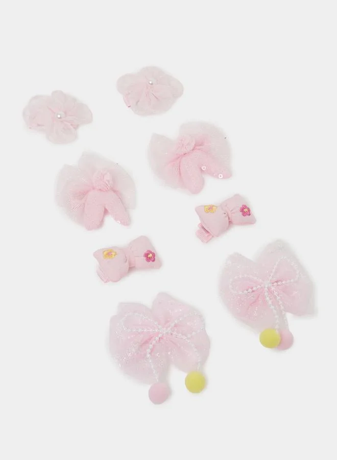 ستايلي Pack Of 8 - Girls Pink Embellished Hair Clips