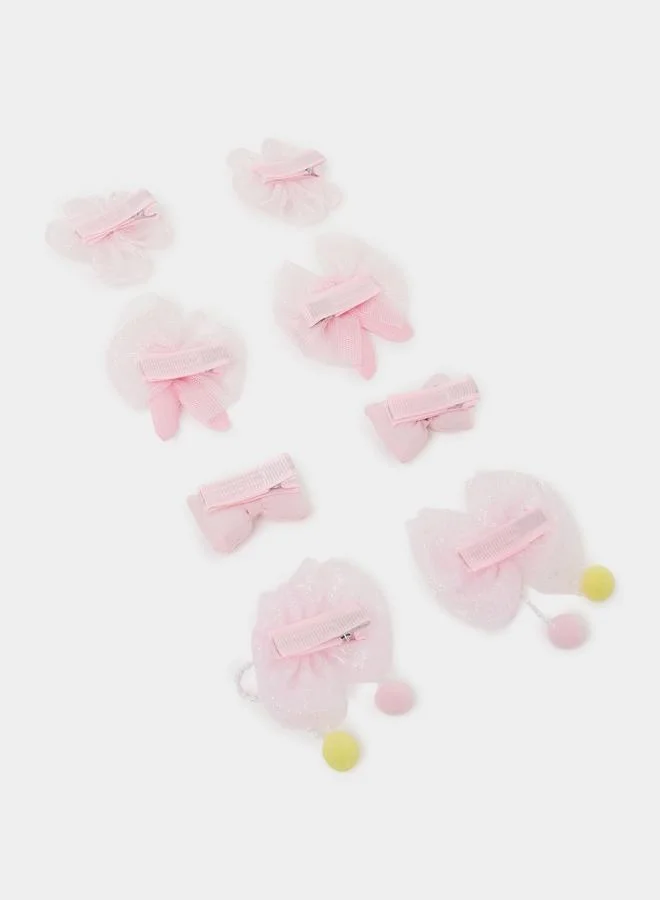 ستايلي Pack Of 8 - Girls Pink Embellished Hair Clips