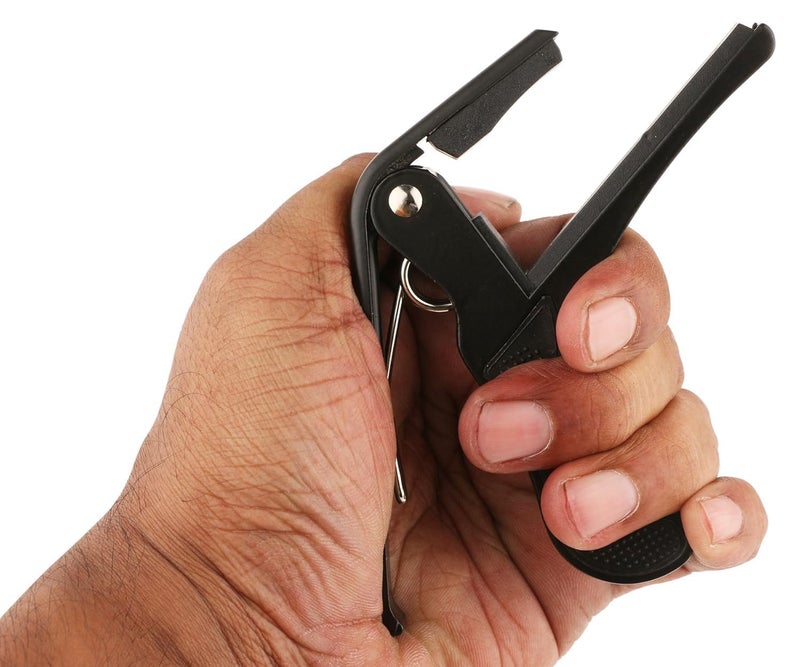 pixtrix One Handed Trigger Guitar Metal Capo Quick Change for Ukulele, Electric and Acoustic Guitars, Black - Image 2