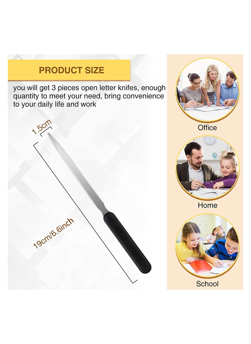 Y&D - 3 Pieces Office Letter Opener Stainless Steel Hand Envelope Slitter Lightweight Open Knife Humanized Grip Handle Staple Removal Tool Mail for School Home - Image 1