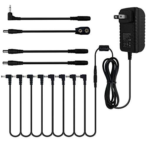pigtone Pedal Power Supply Adapter 9V DC 2A 2000ma Tip Negative 8 Way Daisy Chain Cables for Guitar Effect Pedals - Image 1