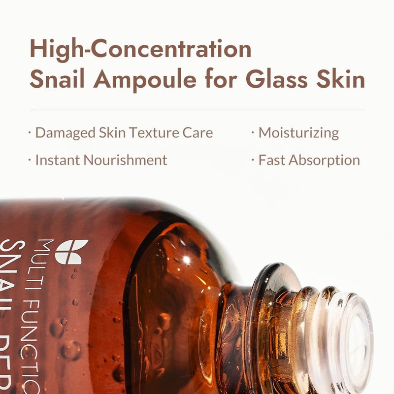 MIZON Snail Mucin Repair Ampoule Korean Snail Serum with Hyaluronic Acid Peptides & Vitamin E Hydrating Snail Skincare for Elasticity & Glass Skin Look (1.01 fl oz) - Image 3