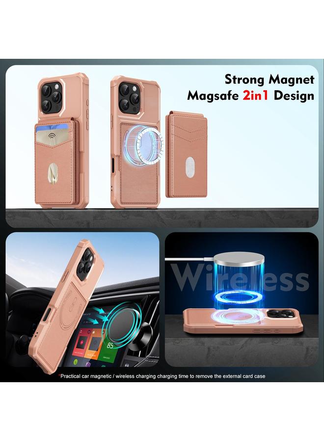 اس-توب جراب لهاتف iPhone 15 Pro 2 في 1 مع محفظة مغناطيسية من MagSafe وغطاء خلفي من الجلد - Image 5