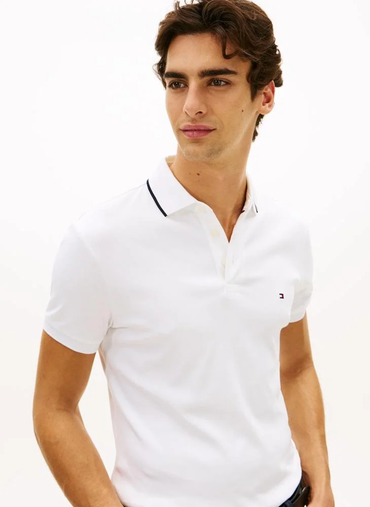 TOMMY HILFIGER  Slim Fit Tipped Interlock Knit Polo Shirt for Men | Best Price UAE