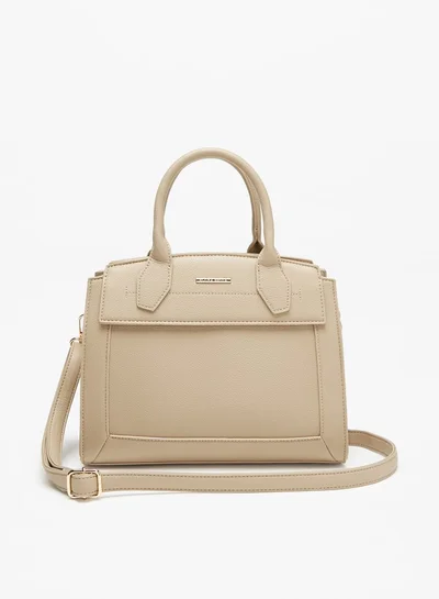 Flora Bella By Shoexpress Women's Textured Tote Bag With Top Handles And Zip Closure
