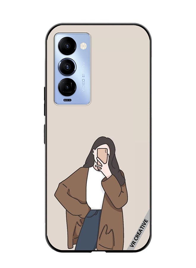 VR CREATIVE Protective Case Cover For Tecno Camon 18/18 P Minimilist Girl Design Multicolour - Image 1