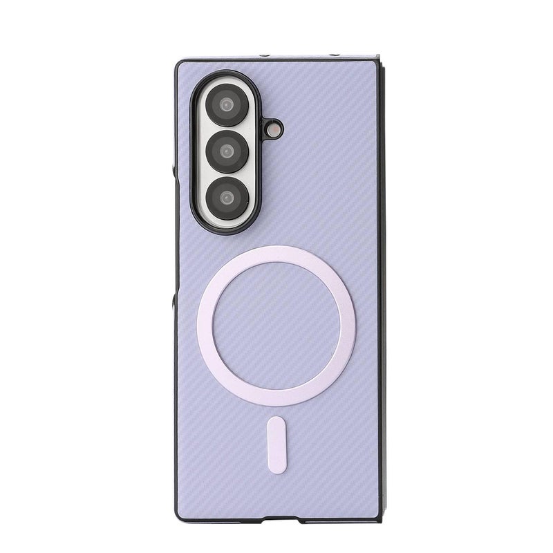 MagSafe Case | Purple | Leather Texture | Carbon Fiber Texture | Strong Magnetic | Shockproof Cover for Samsung Galaxy Z Fold 5 - Image 1
