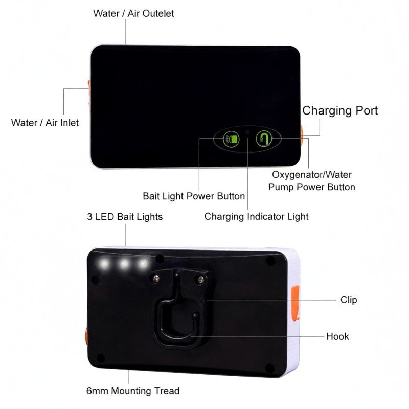 Portable Oxygenator: 3-LED Lithium Battery Low Noise Water Pump - Multifunctional Fishing Light for Outdoor Fishing and Aquarium Use - Image 5