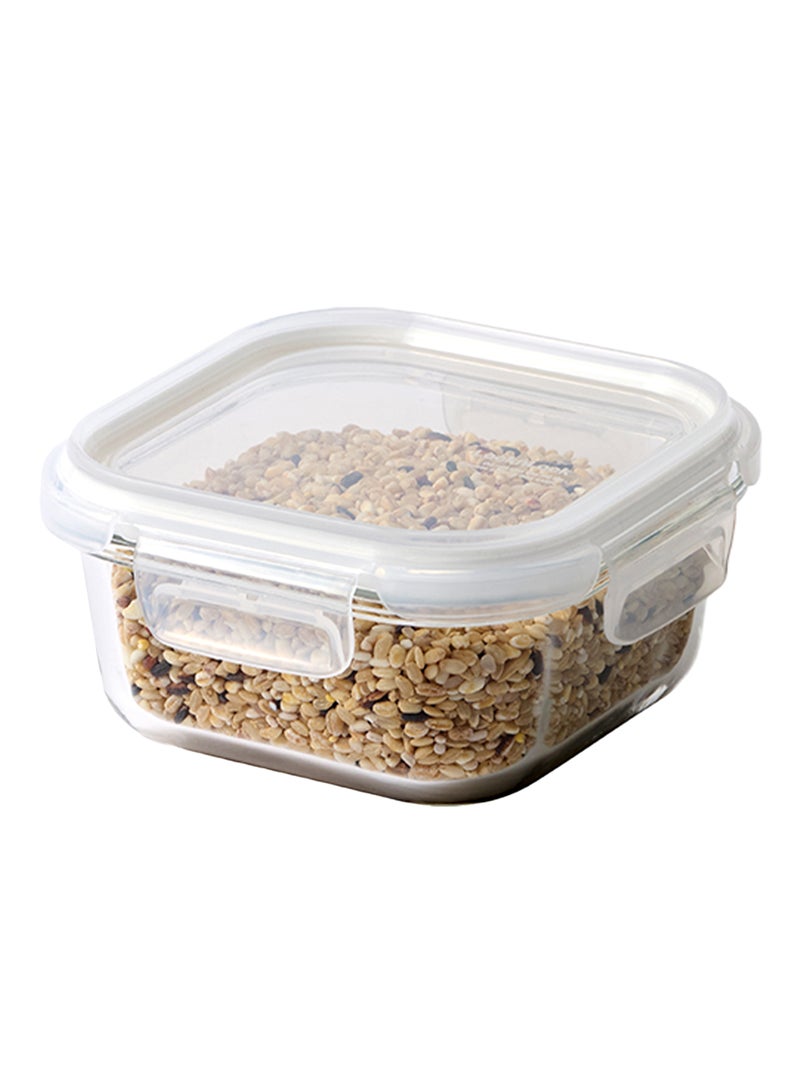 LocknLock Stackable Tempered Glass Square Food Container 520ml , Airtight with 4-Side Locking Lid, Microwave, Freezer & Dishwasher Safe, Stackable Glass Storage for Meal Prep & Leftovers