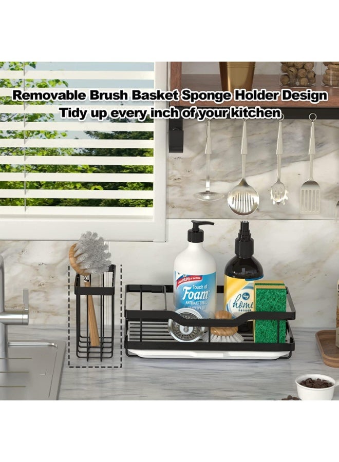 Relex Kitchen Sink Shelf, Soap Sponge Drain Rack Holder, 304 Self-Drainage Kitchen Sink Caddy, Rustproof Waterproof Quick Drying Dish Sponge Organizer, Bathroom Accessorie (Black) - Image 3