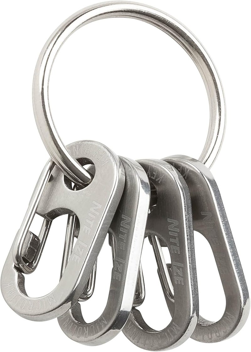 NiteIze Nite Ize Keyring MicroLink Stainless Steel Key Ring with 4 Key Carabiners - Image 2