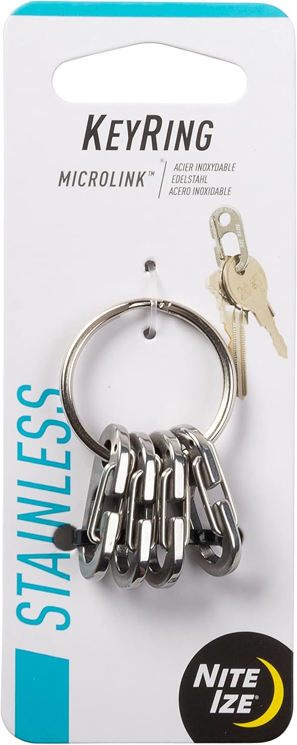NiteIze Nite Ize Keyring MicroLink Stainless Steel Key Ring with 4 Key Carabiners - Image 1