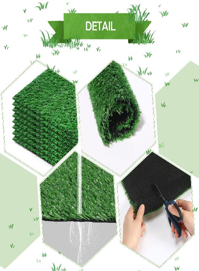 Nuanchu Nuanchu Grass Placemats Artificial Grass Squares Fake Grass Mat Synthetic Turf Patch Realistic Grass Rug with Drainage Hole for Pet DIY Dollhouse Indoor and Outdoor Decoration (12 Pieces,12 x 12 Inch)  - Image 2