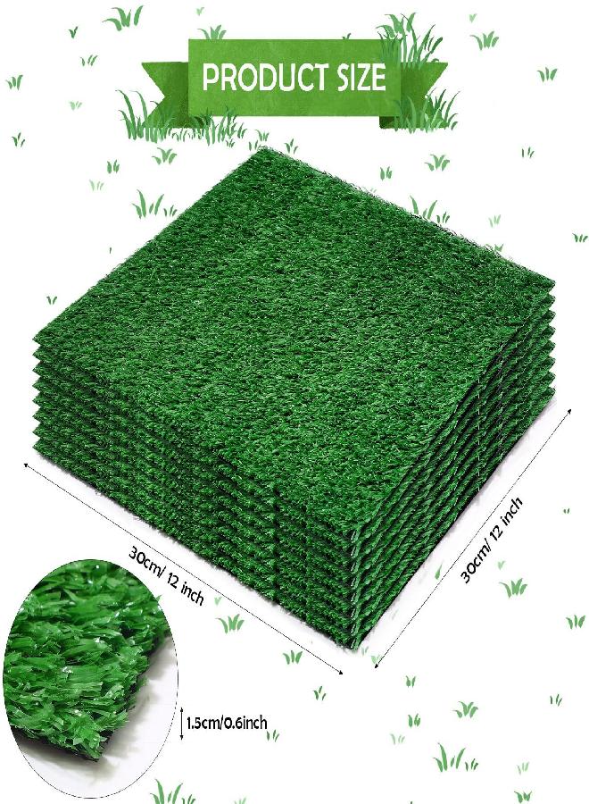 Nuanchu Nuanchu Grass Placemats Artificial Grass Squares Fake Grass Mat Synthetic Turf Patch Realistic Grass Rug with Drainage Hole for Pet DIY Dollhouse Indoor and Outdoor Decoration (12 Pieces,12 x 12 Inch)  - Image 1