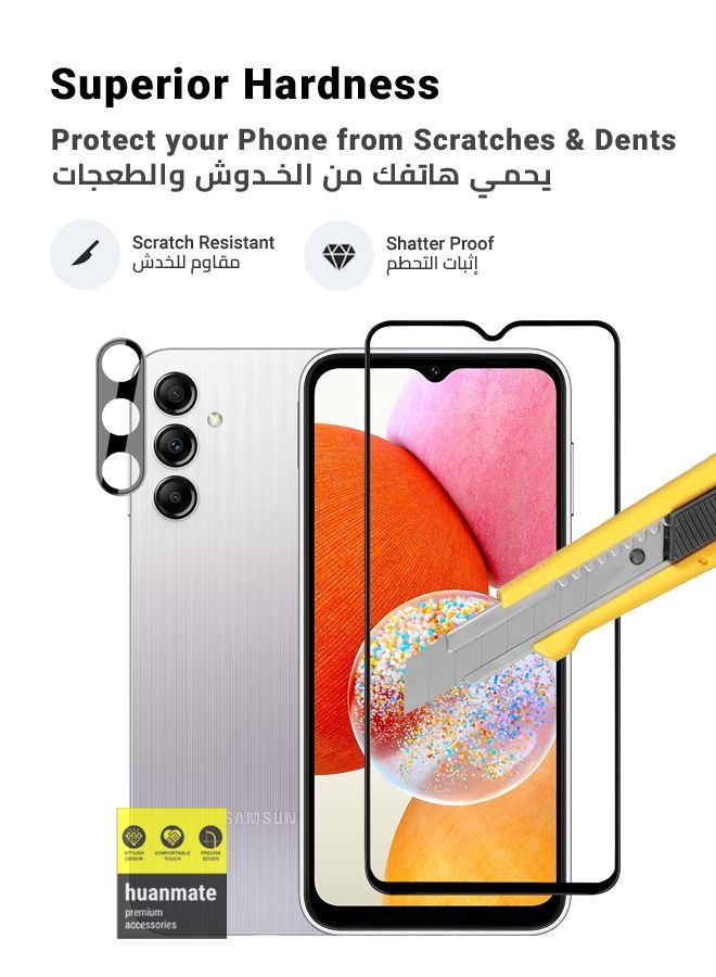 huanmate Full Screen Protector With Camera Protector For Samsung Galaxy A14 4G Black/Clear - Image 3