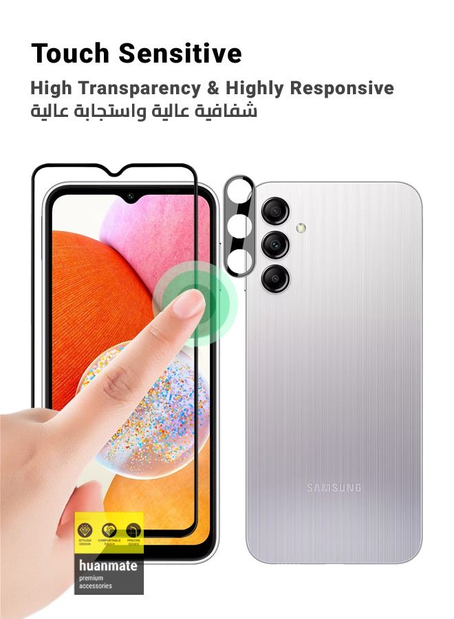 huanmate Full Screen Protector With Camera Protector For Samsung Galaxy A14 4G Black/Clear - Image 4