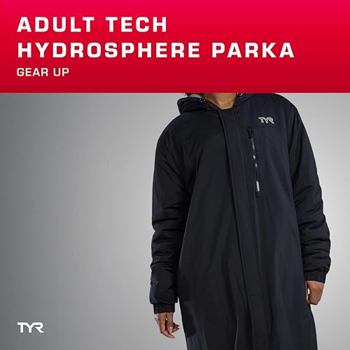 TYR Hydrosphere Tech Adult Swim Parka - Swimming Cover Up for Women, Men - Fleece Lining, Multiple Pockets - S, Black - Image 3