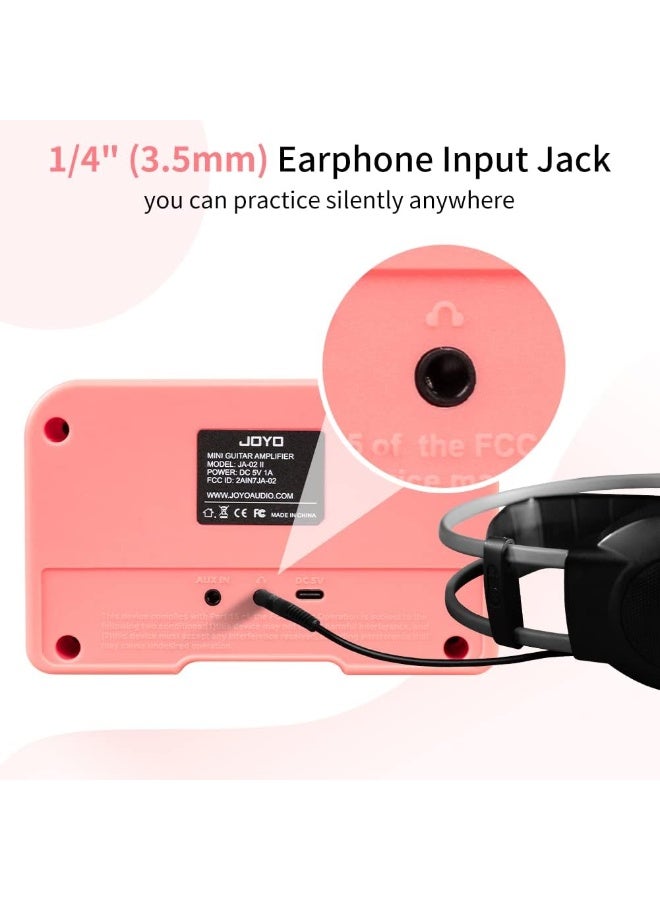 جويو مكبر صوت جيتار كهربائي صغير JA-02 II – أمبليفاير محمول 5 وات مع بلوتوث، قناتان نظيف وتشويش، شحن داخلي وسماعات، مثالي للتدريب المنزلي - Image 3