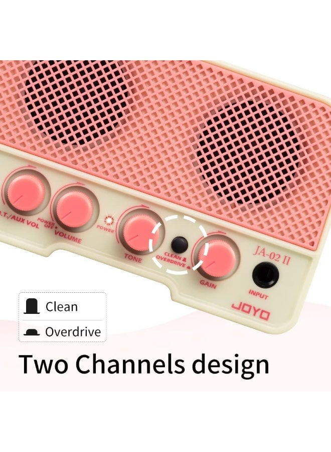 جويو مكبر صوت جيتار كهربائي صغير JA-02 II – أمبليفاير محمول 5 وات مع بلوتوث، قناتان نظيف وتشويش، شحن داخلي وسماعات، مثالي للتدريب المنزلي - Image 2