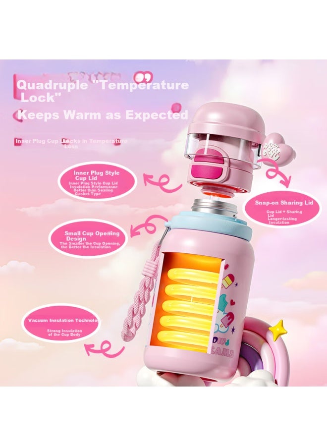 Germ My Little Pony Children's Insulated Straw Water Bottle Large Capacity Student Cup 550ml Rainbow Pink - Image 2