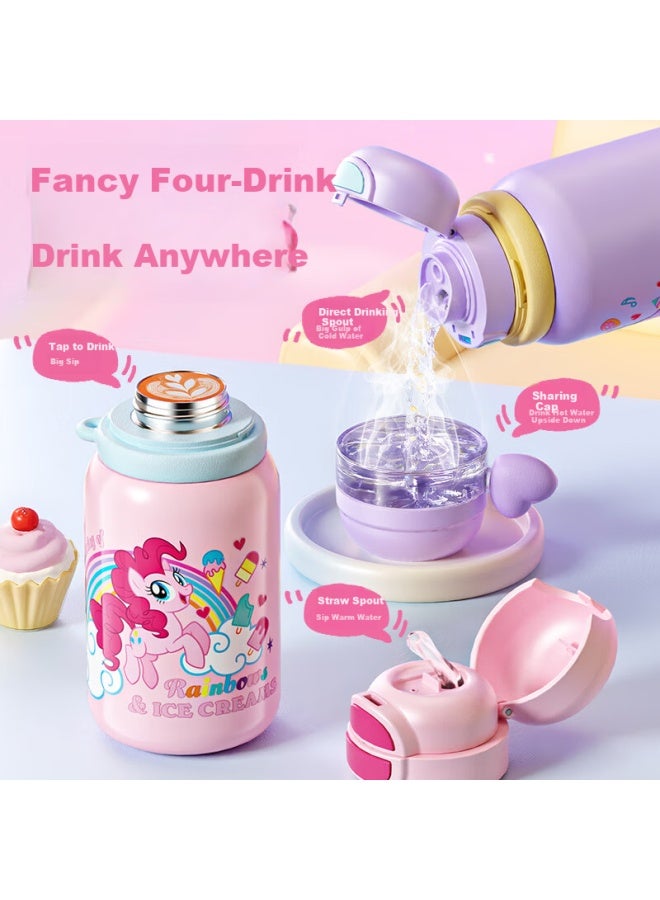 Germ My Little Pony Children's Insulated Straw Water Bottle Large Capacity Student Cup 550ml Rainbow Pink - Image 3