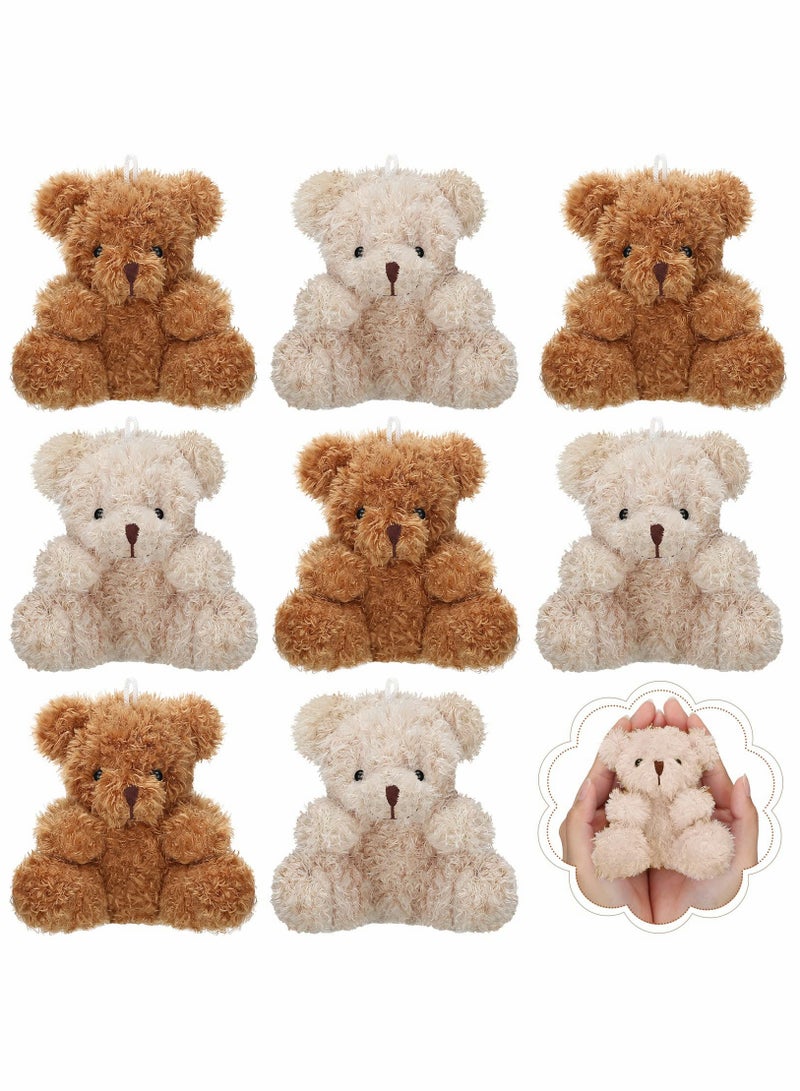 Plush Teddy Bear Pendant, Mini Animal Soft Doll Toys for Keychain Bag DIY Decorations, Birthday Wedding Graduation Gifts, Gift Box Filled Party Decorations 8pcs, Brown, Apricot - Image 1