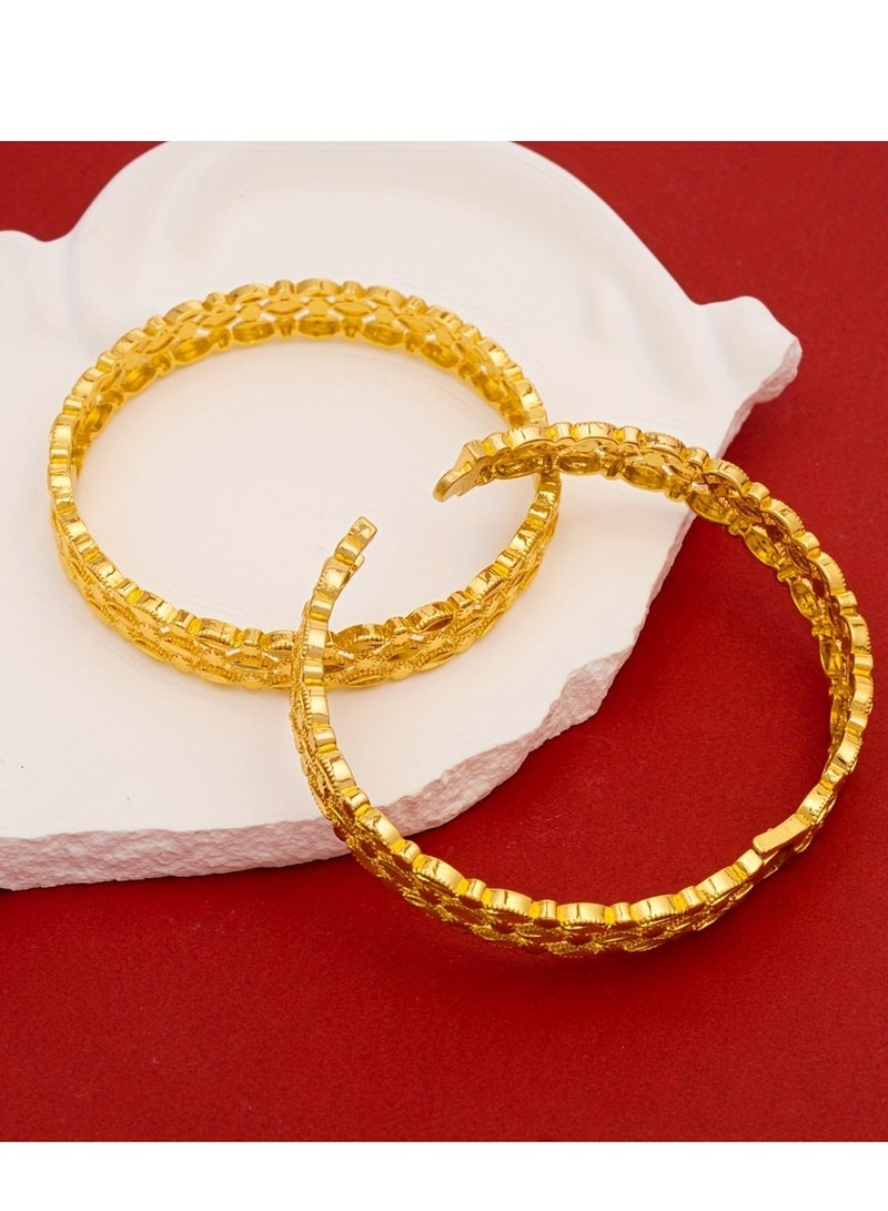 FASHION Hollow Oval Leaf Bracelet, Ladies' High-End Environmentally Friendly Copper Fashion Bracelet  - Image 4