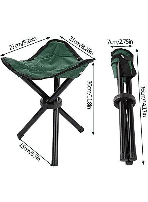 Kixre Kixre Camping Folding Stool Portable 3 Legs Chair Tripod Seat for Outdoor Hiking Fishing Picnic Travel Beach BBQ Garden Lawn with Strap Oxford Cloth Small Size 3 Lag  - Image 3