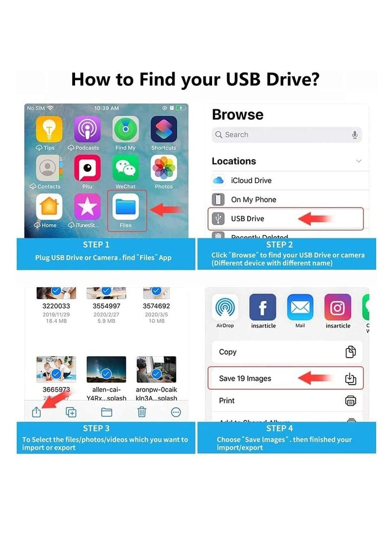 LEDIN Apple to USB Camera Adapter, USB 3.0 OTG Cable for iPhone/iPad to Connect Card Reader, USB Flash Drive, U Disk, Keyboard, Mouse, Hubs, MIDI, Plug & Play (White) - Image 3