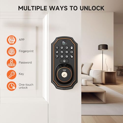 YHV Keyless Entry Door Lock with Camera Fingerprint Smart Door Lock with App Remote Control, Wi-Fi Connected Electronic Keypad Code Deadbolt Auto Unlock for Front Door - Image 2