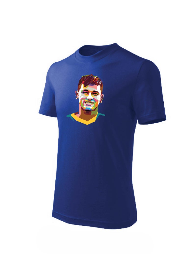 PRINTSHOP4ME Brazil Soccer Printed Round neck cotton Tshirt for Sports fan unisex Adults and Kids Blue - Image 2