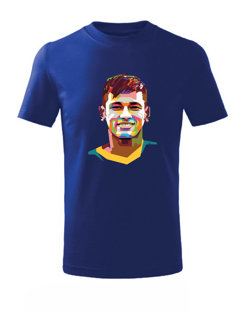 PRINTSHOP4ME Brazil Soccer Printed Round neck cotton Tshirt for Sports fan unisex Adults and Kids Blue - Image 1