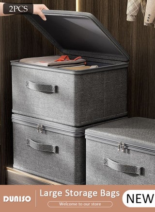 2PCS Large Storage Bags, Clothes Storage Bins with Zip Lid Foldable Closet Organizers Storage Containers with Durable Handles Thick Fabric Storage Box for Blanket Comforter Clothing Bedding - pzsku/Z1D1AF576301FB20E1B8AZ/45/_/1730688058/5a91e629-ba86-412b-92b1-a6c1d3f549a5