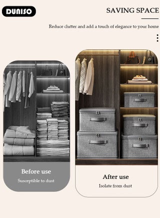 2PCS Large Storage Bags, Clothes Storage Bins with Zip Lid Foldable Closet Organizers Storage Containers with Durable Handles Thick Fabric Storage Box for Blanket Comforter Clothing Bedding - view 3