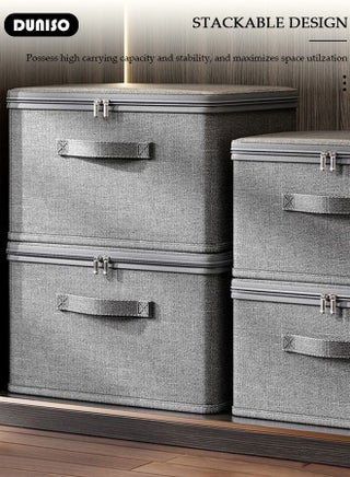 2PCS Large Storage Bags, Clothes Storage Bins with Zip Lid Foldable Closet Organizers Storage Containers with Durable Handles Thick Fabric Storage Box for Blanket Comforter Clothing Bedding - view 5