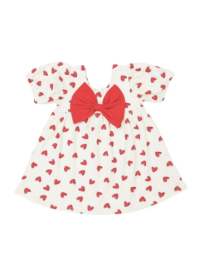 ايكو AIKO-Infant fashion dress with cute heart patterns and an adorable large bow in the front
