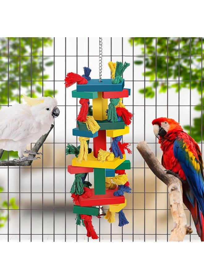 سكايليتي ألعاب ببغاء سكايليتي للطيور الكبيرة، مصنوعة من الخشب الطبيعي، كتلة خشبية متعددة الألوان قابلة للتمزيق، مناسبة للببغاوات الرمادية الأفريقية، والكوكاتو، والمكاو - Image 4