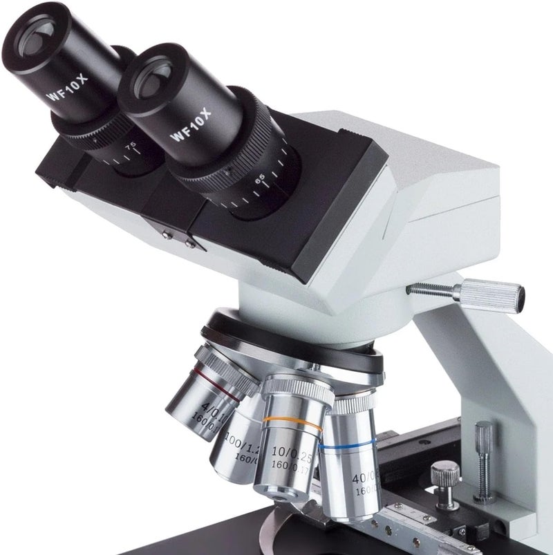 AmScope AmScope B100BMS Compound Binocular Microscope 40X2000X Magnification Brightfield Tungsten Illumination Abbe Condenser Mechanical Stage  - Image 2