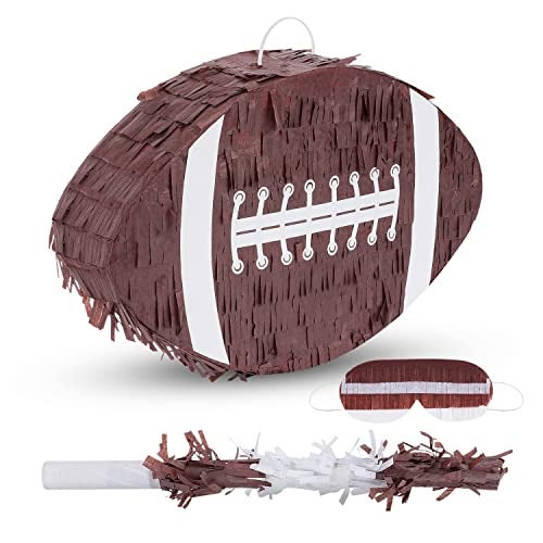 Birchio Football Pinata Bundle with a Blindfold and a Bat 16 x 10 x 4 Inches Football Pinata for Boys Perfect for Birthday Party Sport Theme Party Decoration - Image 1