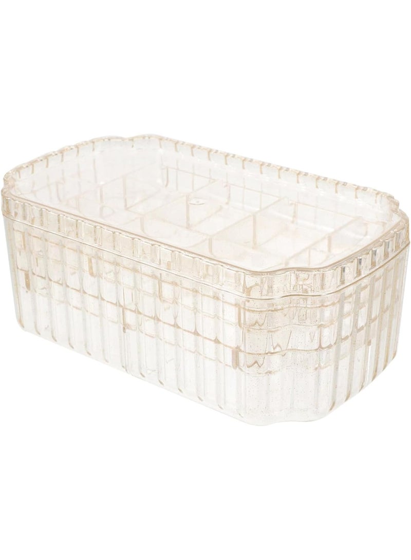 Suntown 3-Layer Jewelry Organizer Box, Travel Jewelry Box, Clear Plastic Storage Containers, Portable Small Jewelry Organizer for Earrings, Rings, Necklaces, Bracelets, Crafts, Gold - Image 1