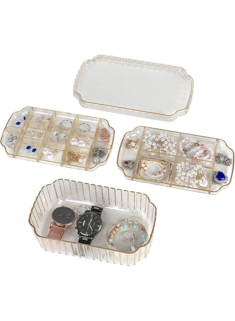 Suntown 3-Layer Jewelry Organizer Box, Travel Jewelry Box, Clear Plastic Storage Containers, Portable Small Jewelry Organizer for Earrings, Rings, Necklaces, Bracelets, Crafts, Gold - Image 2