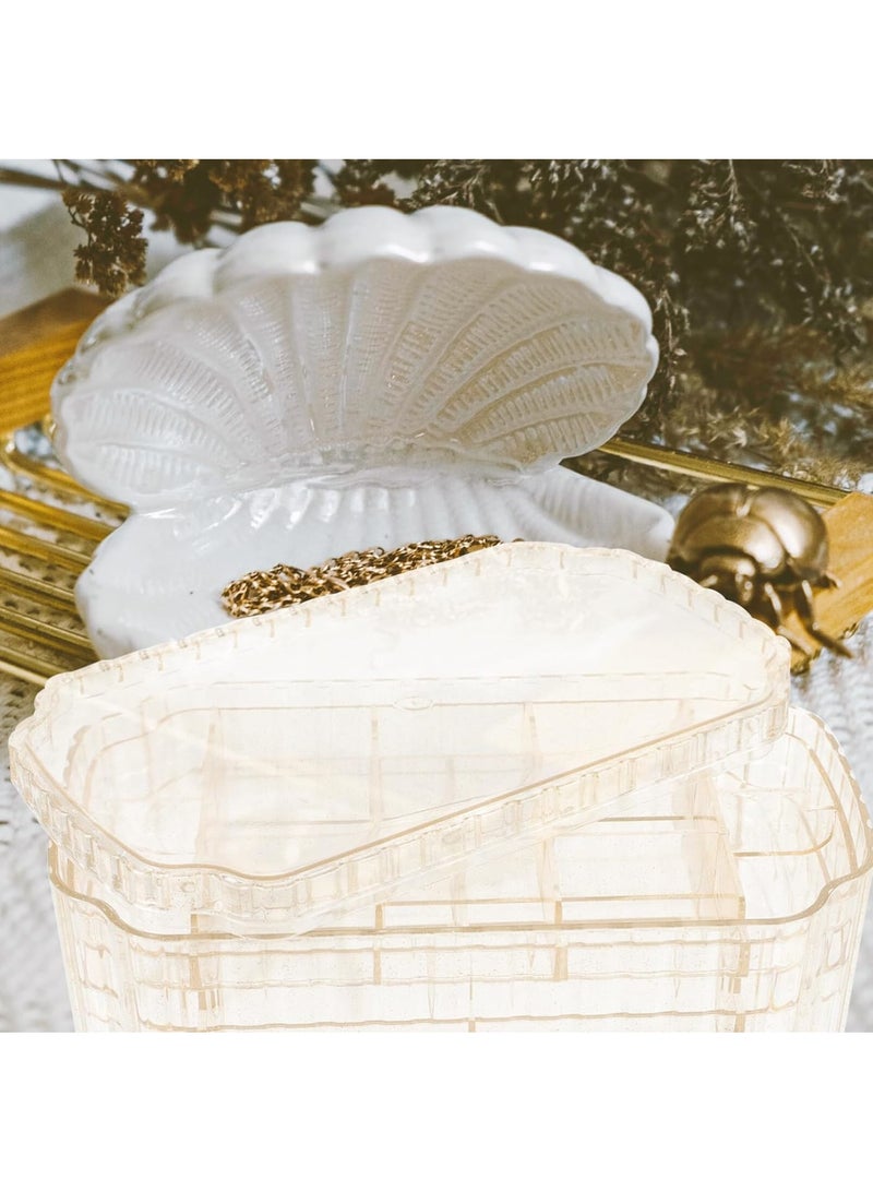 Suntown 3-Layer Jewelry Organizer Box, Travel Jewelry Box, Clear Plastic Storage Containers, Portable Small Jewelry Organizer for Earrings, Rings, Necklaces, Bracelets, Crafts, Gold - Image 4