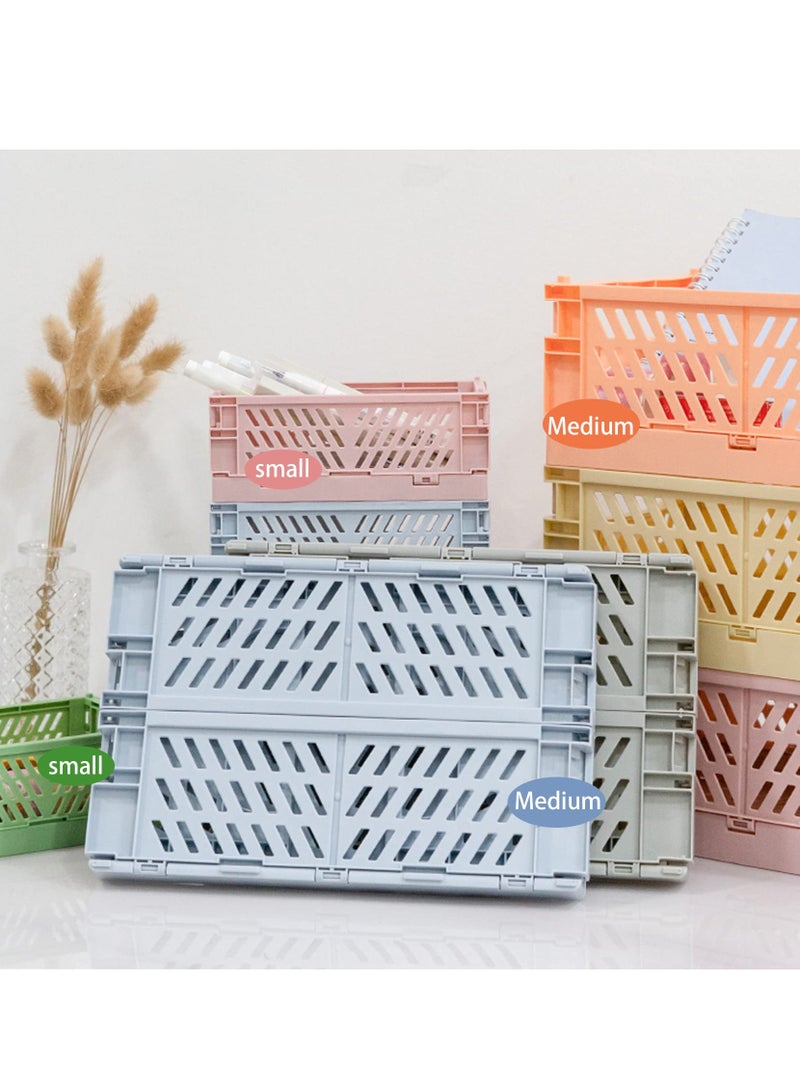 KASTWAVE Foldable Storage Baskets, Medium and Mini Plastic Stackable Storage Bins, Plastic Basket Tray, Mini Reliable Folding Storage Crate for Office Kitchen Living Room Bathroom 3Pack - Image 5