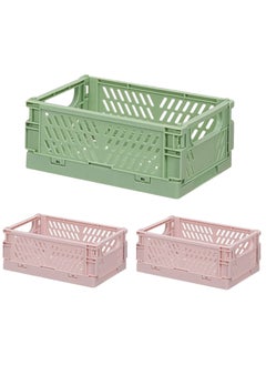 KASTWAVE Foldable Storage Baskets, Medium and Mini Plastic Stackable Storage Bins, Plastic Basket Tray, Mini Reliable Folding Storage Crate for Office Kitchen Living Room Bathroom 3Pack  - Image 1