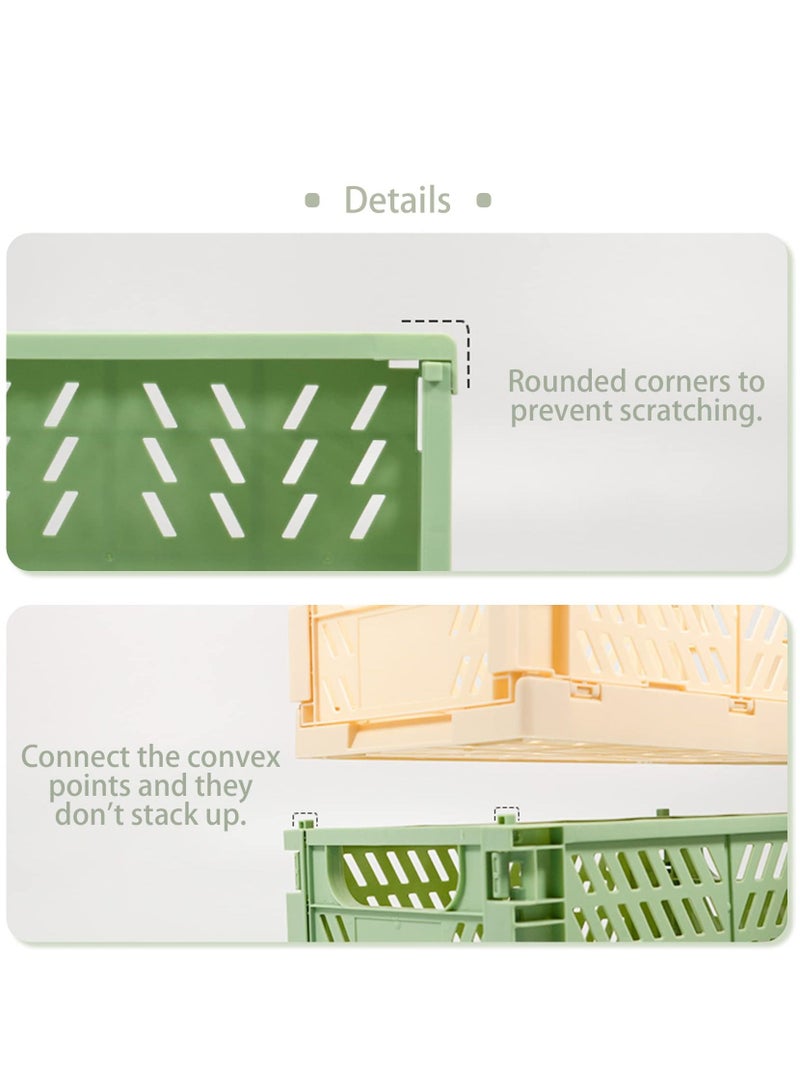 KASTWAVE Foldable Storage Baskets, Medium and Mini Plastic Stackable Storage Bins, Plastic Basket Tray, Mini Reliable Folding Storage Crate for Office Kitchen Living Room Bathroom 3Pack - Image 2