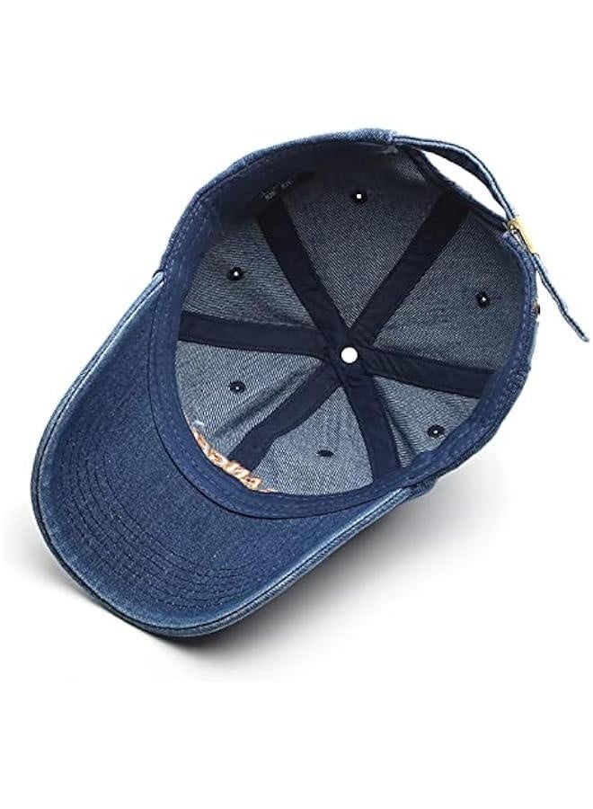 Los Angeles Embroidered Baseball Cap Washed Denim Cap